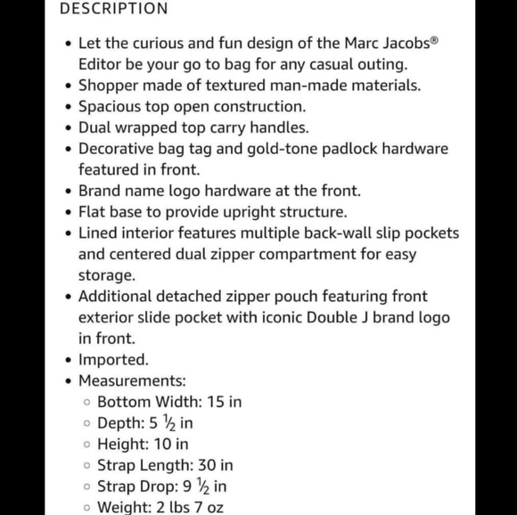 Marc Jacob Editor Leather Tote Purse - Picture 9 of 9